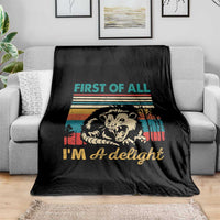 Funny First Of All I Am A Delight Throw Blanket Retro Angry Opossum - Wonder Print Shop