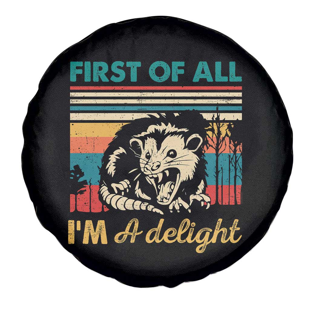 Funny First Of All I Am A Delight Spare Tire Cover Retro Angry Opossum - Wonder Print Shop