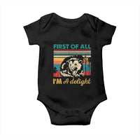 Funny First Of All I Am A Delight Baby Onesie Retro Angry Opossum - Wonder Print Shop