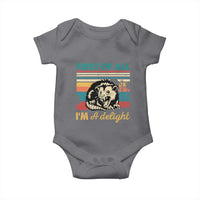 Funny First Of All I Am A Delight Baby Onesie Retro Angry Opossum - Wonder Print Shop