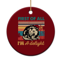 Funny First Of All I Am A Delight Ceramic Ornament Retro Angry Opossum - Wonder Print Shop