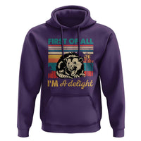 Funny First Of All I Am A Delight Hoodie Retro Angry Opossum - Wonder Print Shop