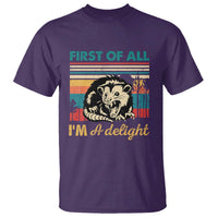 Funny First Of All I Am A Delight T Shirt Retro Angry Opossum - Wonder Print Shop