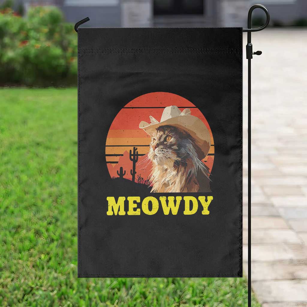 Funny Meowdy Garden Flag Country Music Western Cowboy Cat - Wonder Print Shop