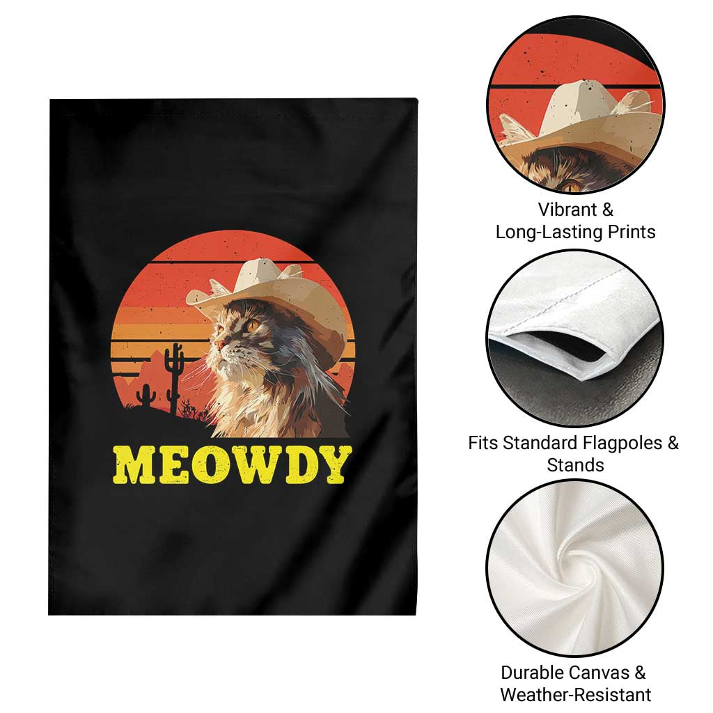 Funny Meowdy Garden Flag Country Music Western Cowboy Cat - Wonder Print Shop