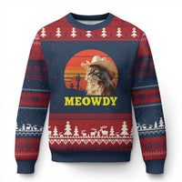 Funny Meowdy Ugly Christmas Sweater Country Music Western Cowboy Cat - Wonder Print Shop