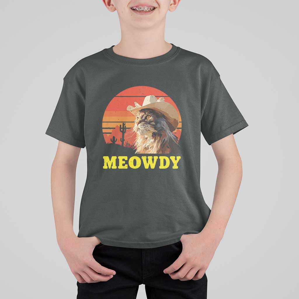 Funny Meowdy T Shirt For Kid Country Music Western Cowboy Cat - Wonder Print Shop