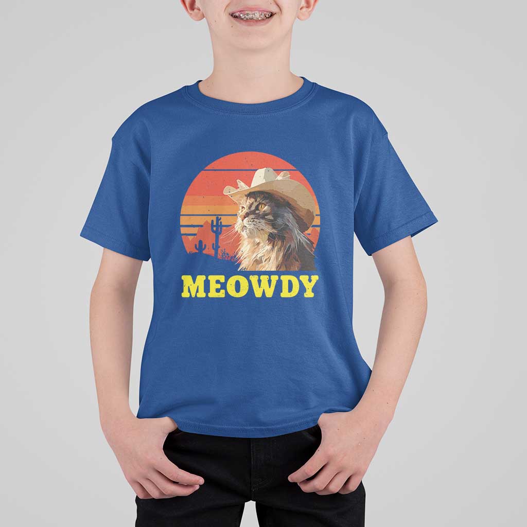 Funny Meowdy T Shirt For Kid Country Music Western Cowboy Cat - Wonder Print Shop