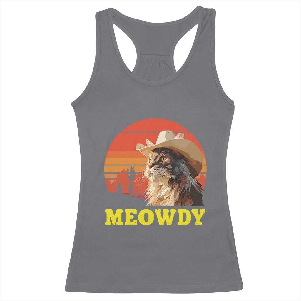 Funny Meowdy Racerback Tank Top Country Music Western Cowboy Cat - Wonder Print Shop