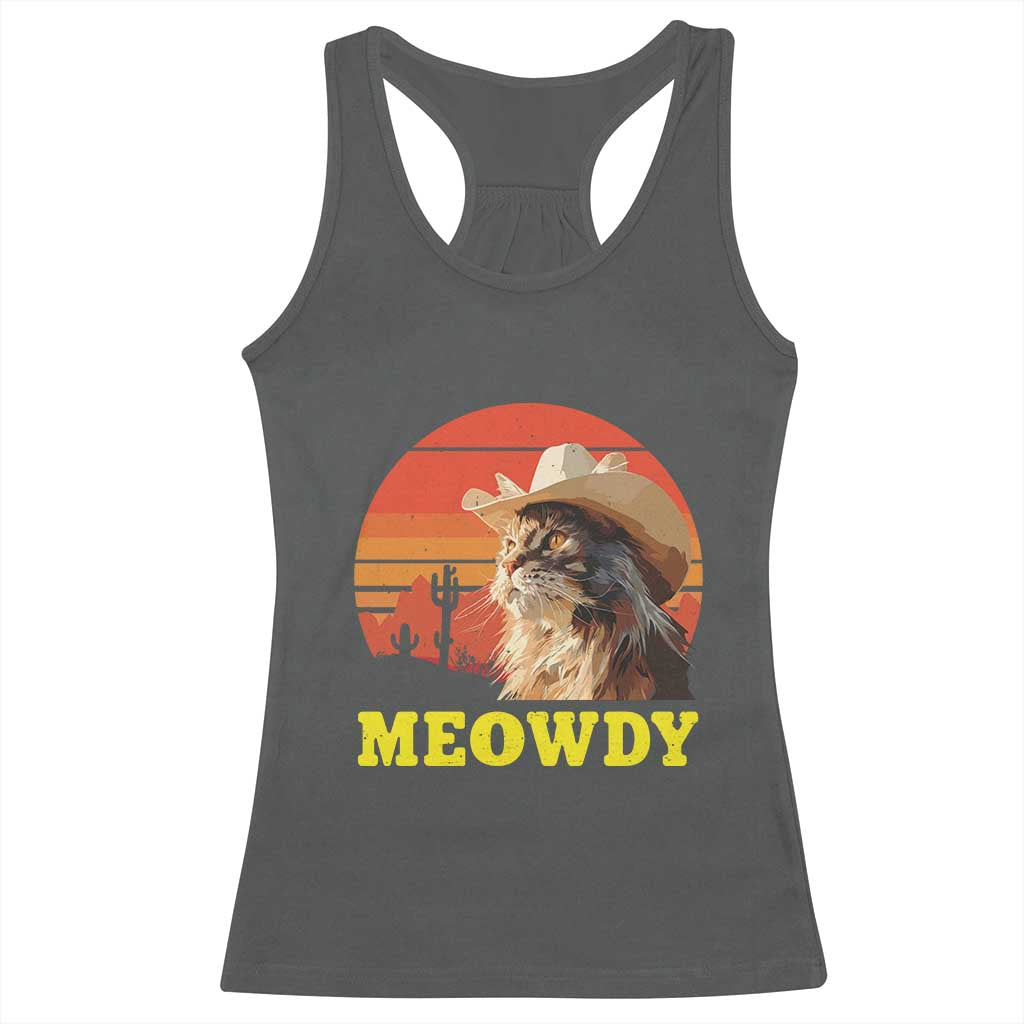 Funny Meowdy Racerback Tank Top Country Music Western Cowboy Cat - Wonder Print Shop