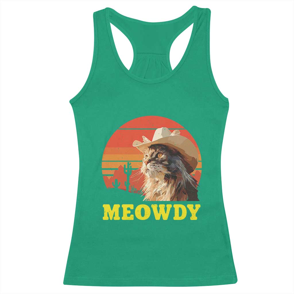 Funny Meowdy Racerback Tank Top Country Music Western Cowboy Cat - Wonder Print Shop