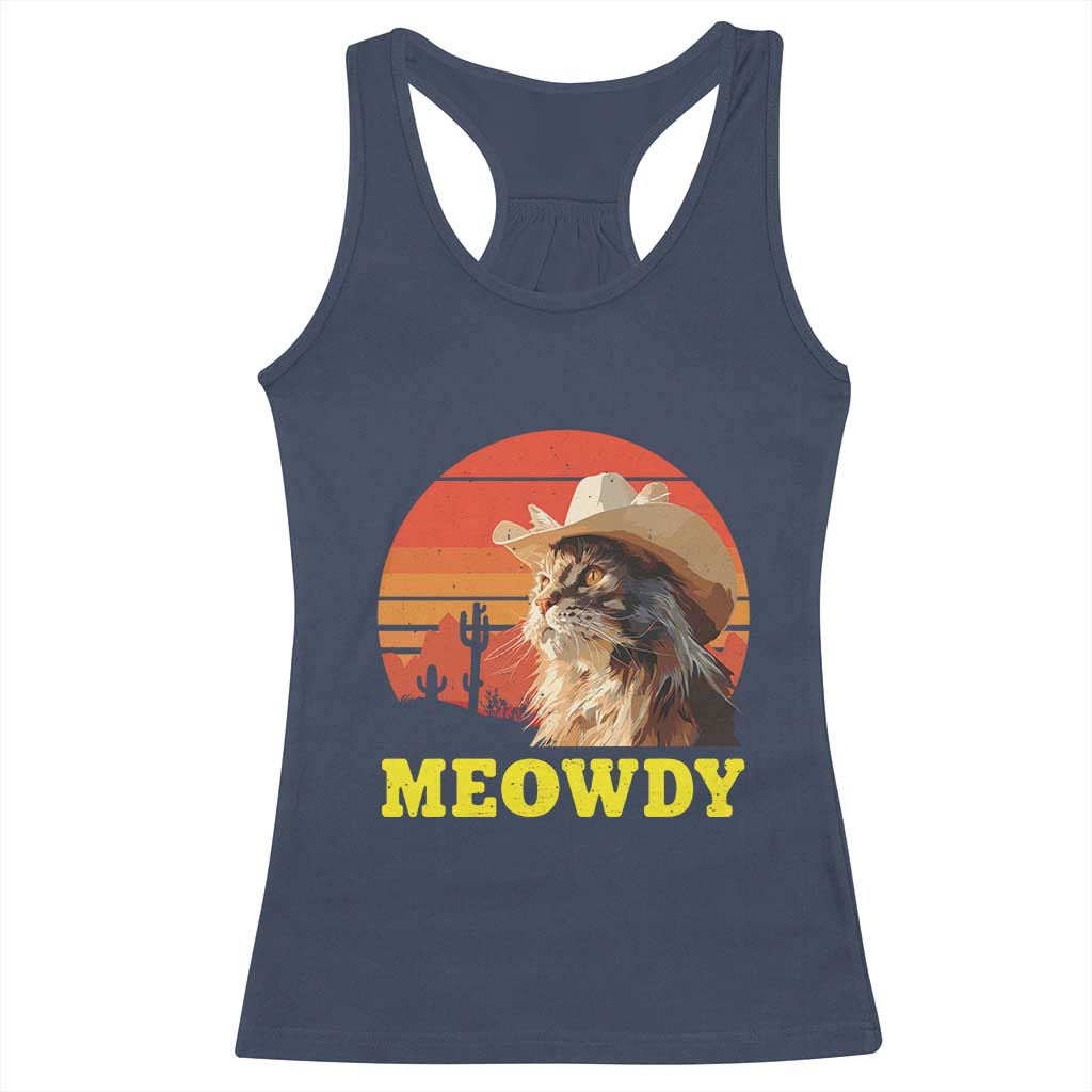 Funny Meowdy Racerback Tank Top Country Music Western Cowboy Cat - Wonder Print Shop