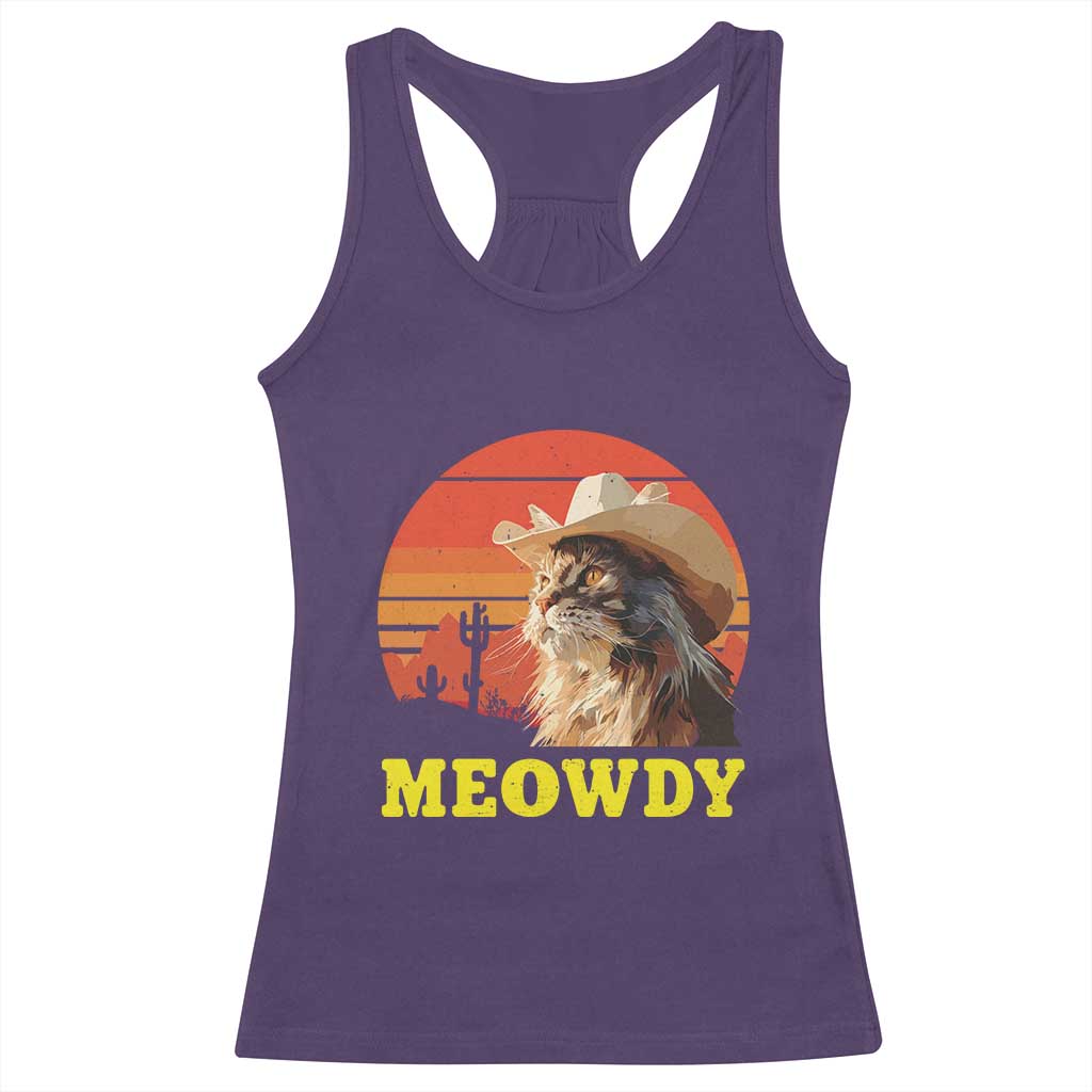 Funny Meowdy Racerback Tank Top Country Music Western Cowboy Cat - Wonder Print Shop