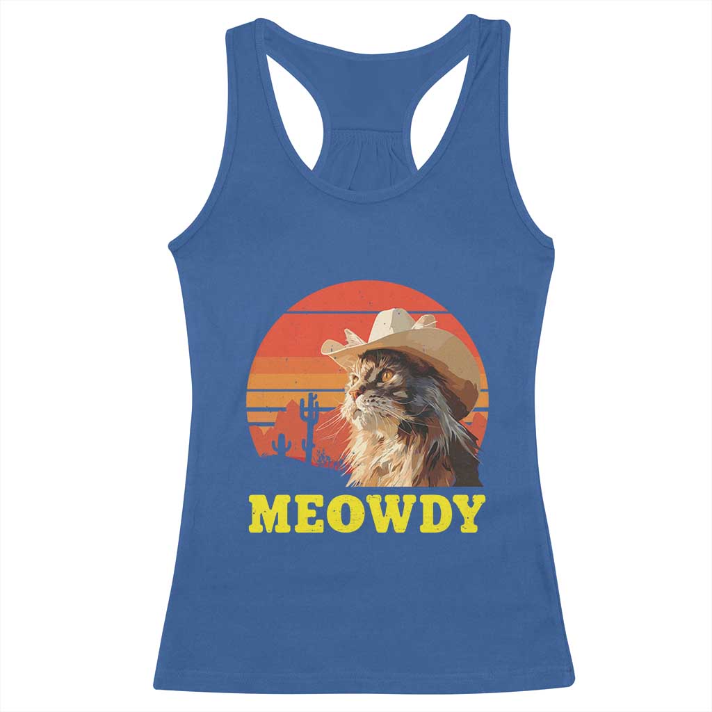 Funny Meowdy Racerback Tank Top Country Music Western Cowboy Cat - Wonder Print Shop