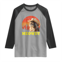 Funny Meowdy Raglan Shirt Country Music Western Cowboy Cat - Wonder Print Shop