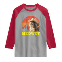 Funny Meowdy Raglan Shirt Country Music Western Cowboy Cat - Wonder Print Shop