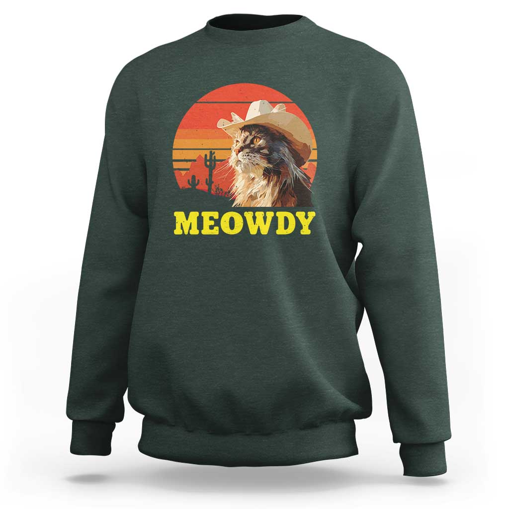 Funny Meowdy Sweatshirt Country Music Western Cowboy Cat - Wonder Print Shop