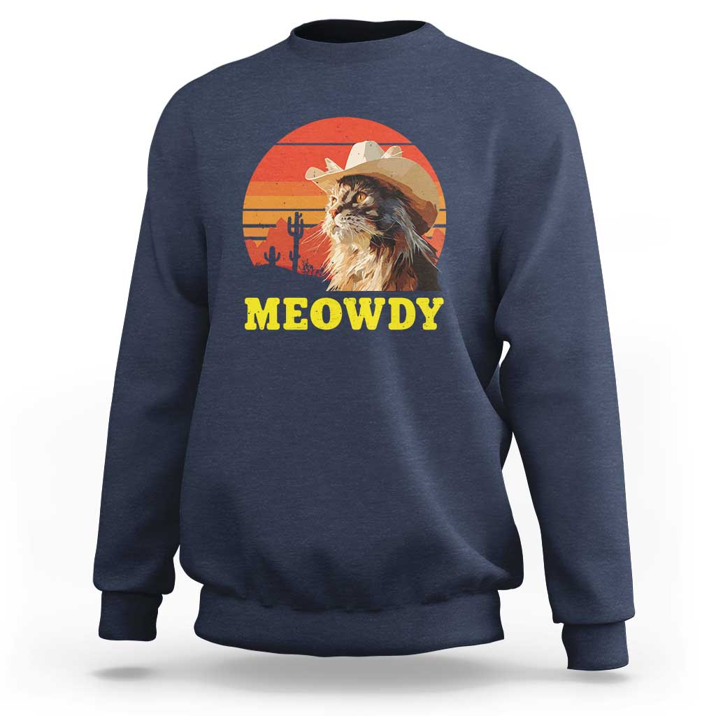 Funny Meowdy Sweatshirt Country Music Western Cowboy Cat - Wonder Print Shop