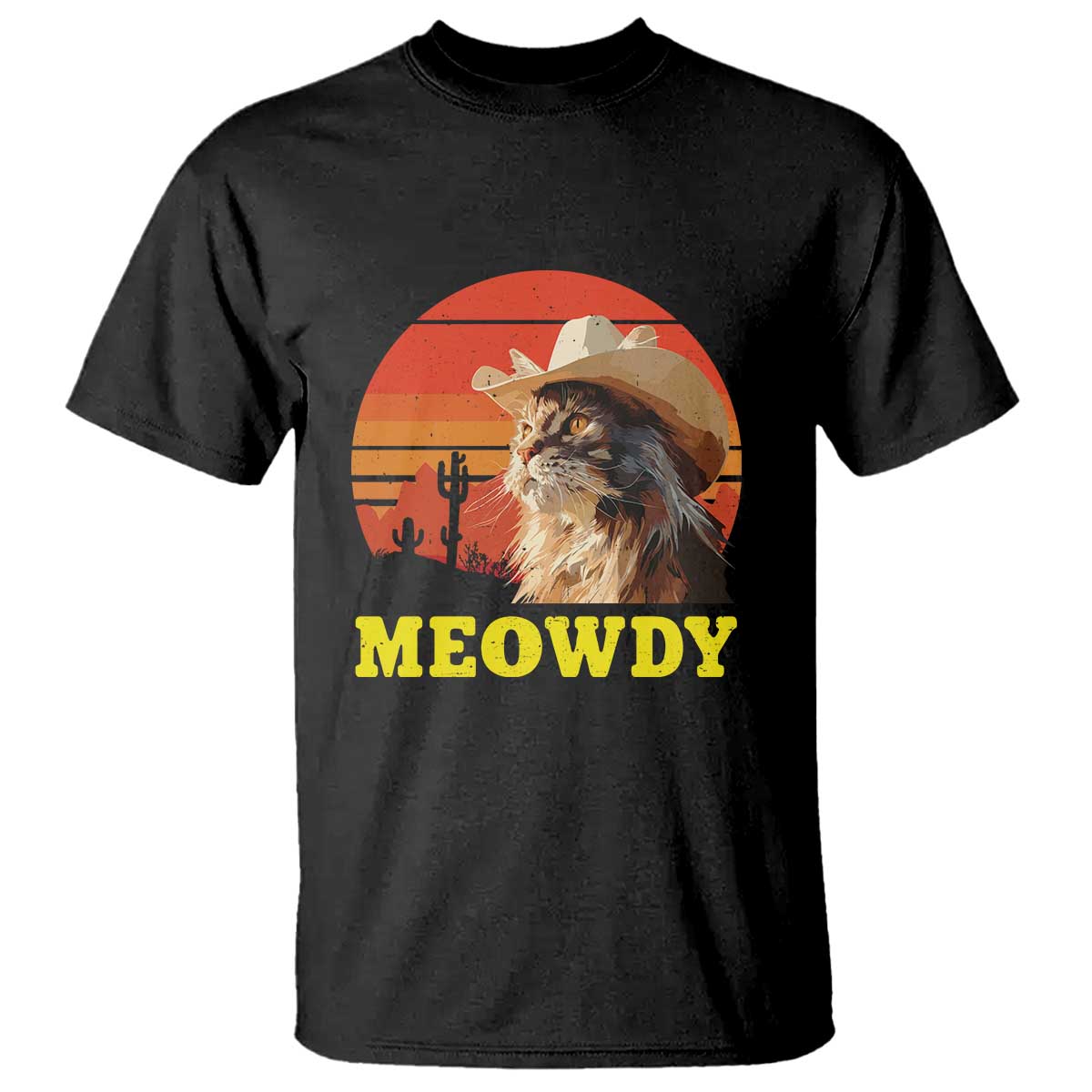 Funny Meowdy T Shirt Country Music Western Cowboy Cat - Wonder Print Shop