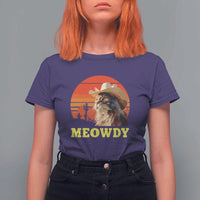 Funny Meowdy T Shirt For Women Country Music Western Cowboy Cat - Wonder Print Shop