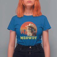 Funny Meowdy T Shirt For Women Country Music Western Cowboy Cat - Wonder Print Shop