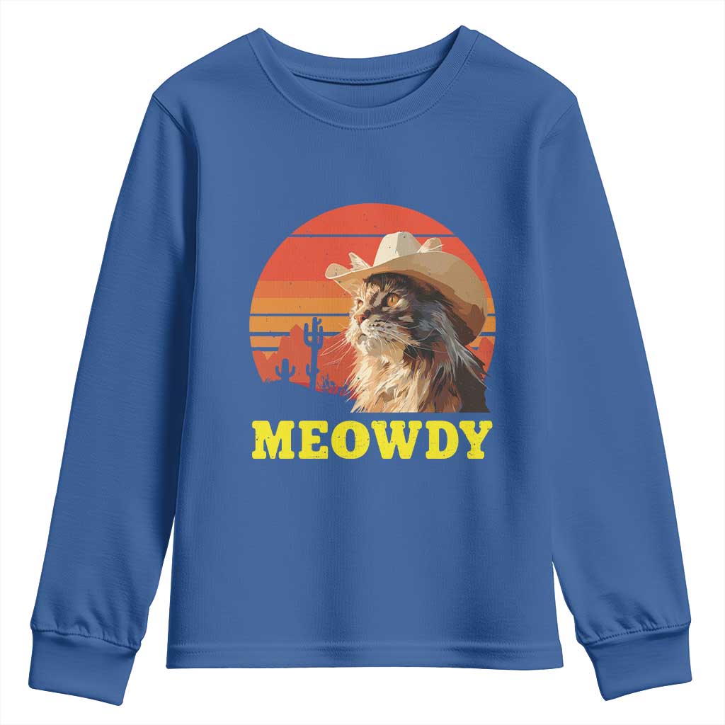 Funny Meowdy Youth Sweatshirt Country Music Western Cowboy Cat - Wonder Print Shop