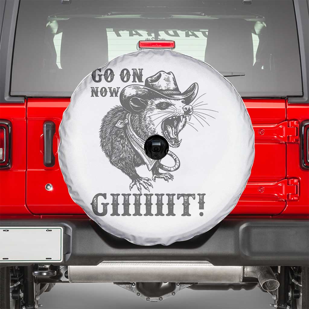 Funny Cowboy Opossum Spare Tire Cover Go On Now Git Western Country Opossum - Wonder Print Shop