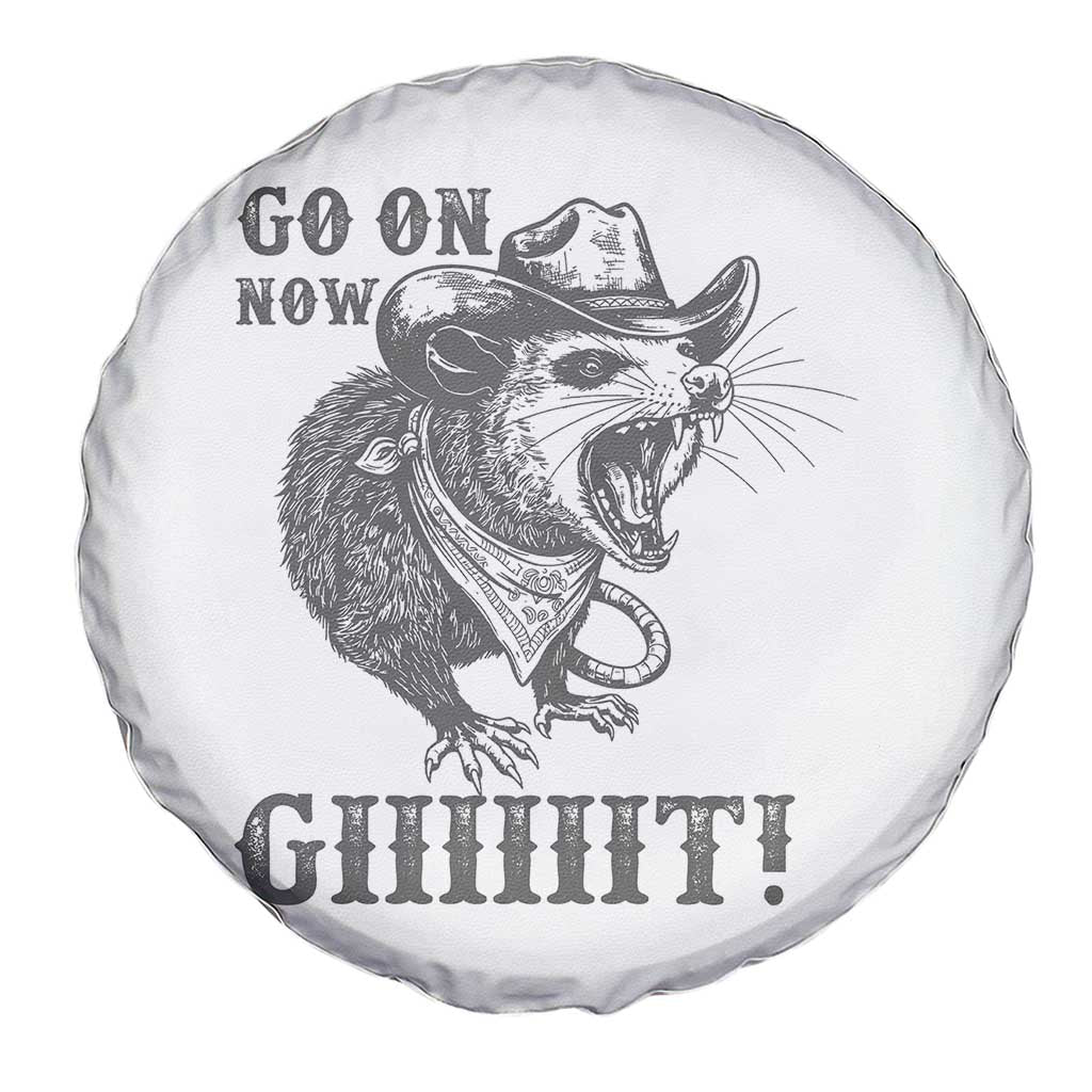 Funny Cowboy Opossum Spare Tire Cover Go On Now Git Western Country Opossum - Wonder Print Shop