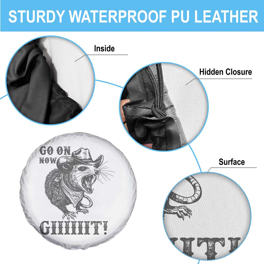 Funny Cowboy Opossum Spare Tire Cover Go On Now Git Western Country Opossum - Wonder Print Shop