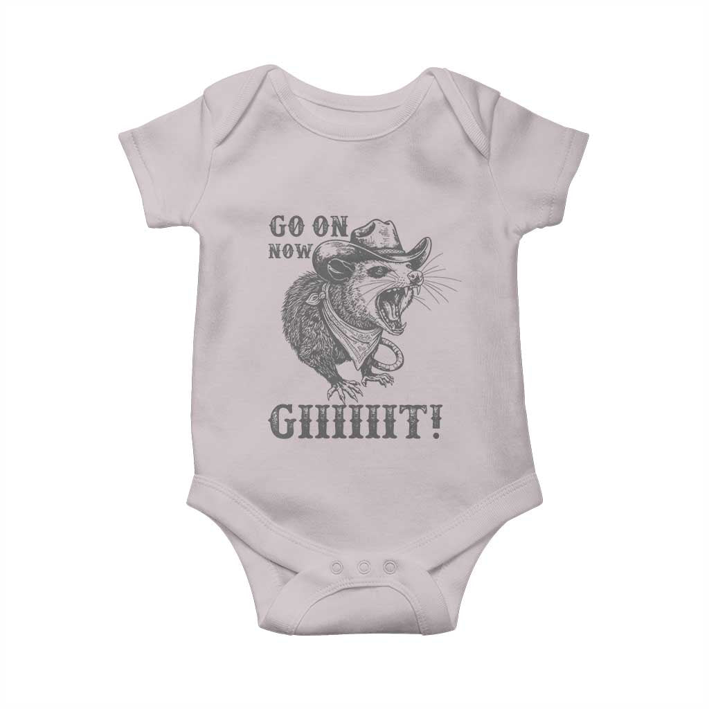 Funny Cowboy Opossum Baby Onesie Go On Now Git Western Country Opossum - Wonder Print Shop
