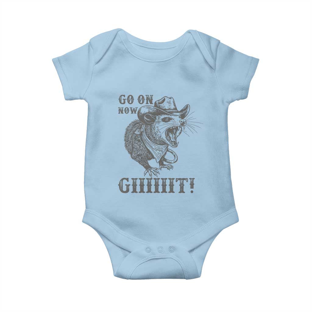Funny Cowboy Opossum Baby Onesie Go On Now Git Western Country Opossum - Wonder Print Shop