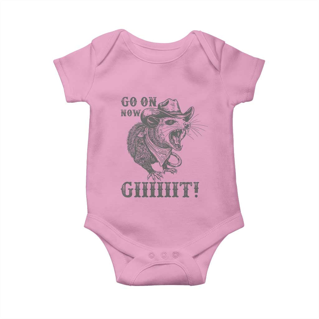Funny Cowboy Opossum Baby Onesie Go On Now Git Western Country Opossum - Wonder Print Shop