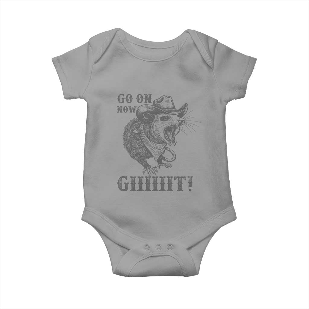 Funny Cowboy Opossum Baby Onesie Go On Now Git Western Country Opossum - Wonder Print Shop