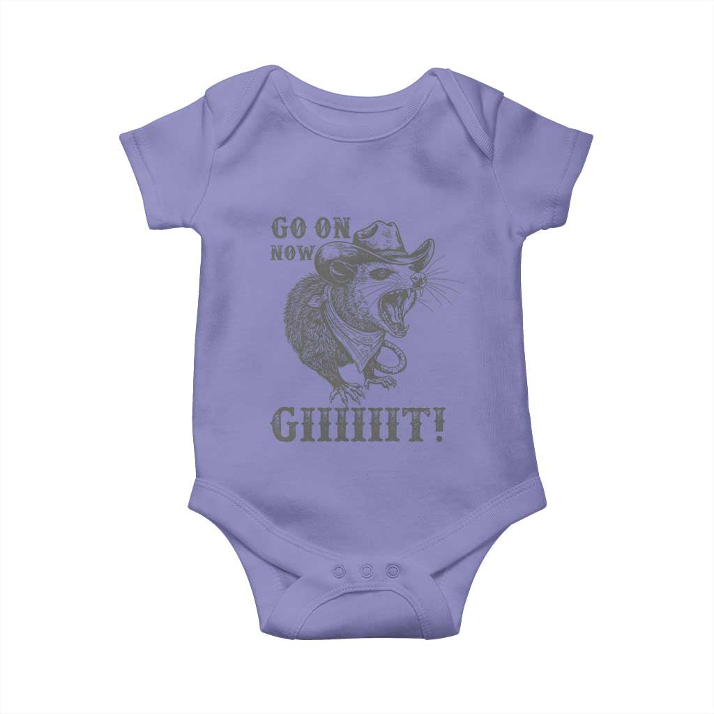 Funny Cowboy Opossum Baby Onesie Go On Now Git Western Country Opossum - Wonder Print Shop