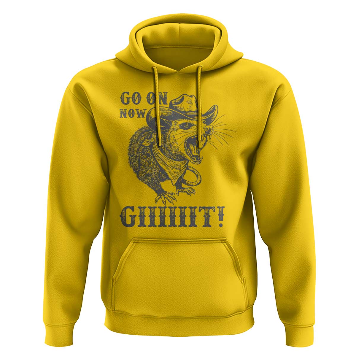 Funny Cowboy Opossum Hoodie Go On Now Git Western Country Opossum - Wonder Print Shop
