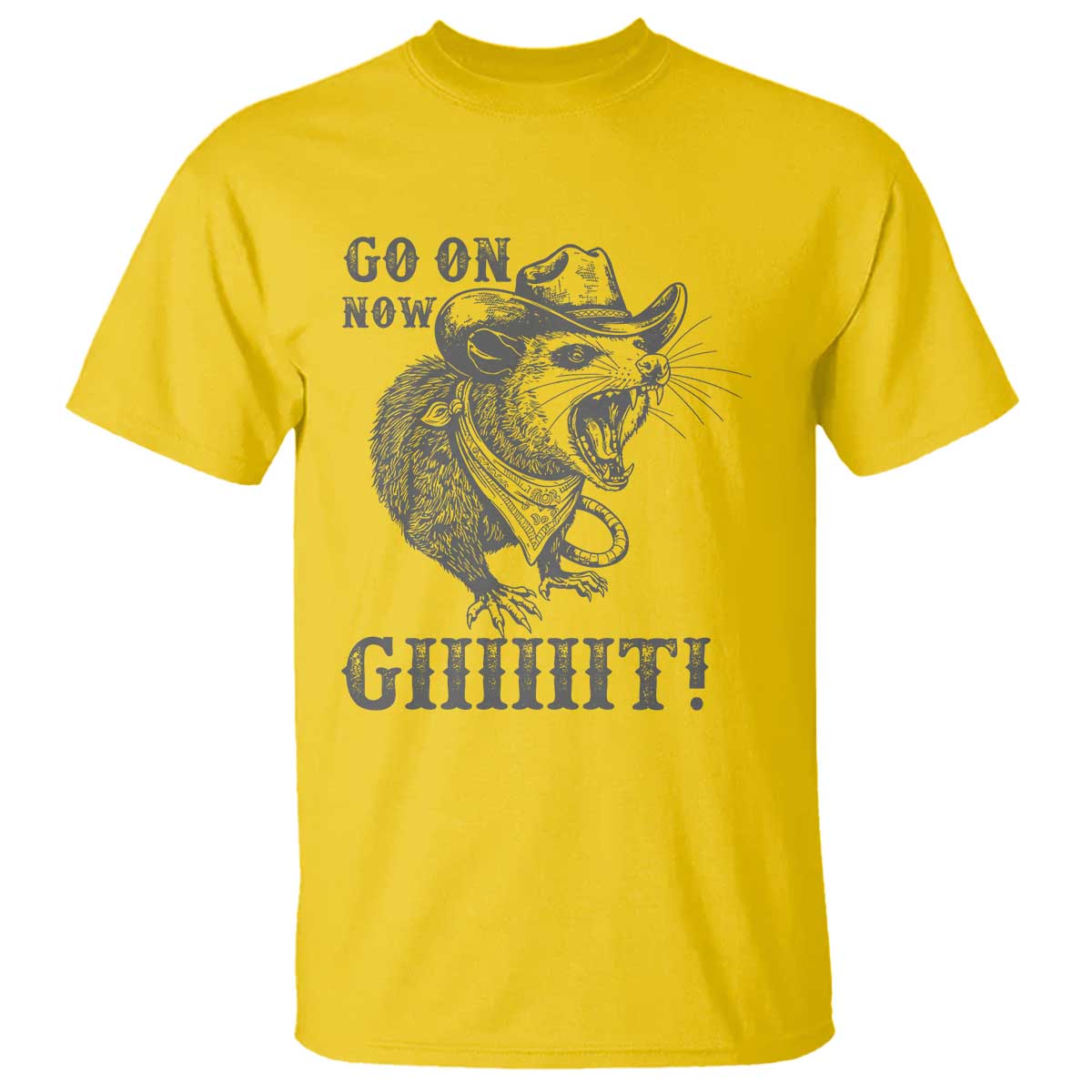 Funny Cowboy Opossum T Shirt Go On Now Git Western Country Opossum - Wonder Print Shop