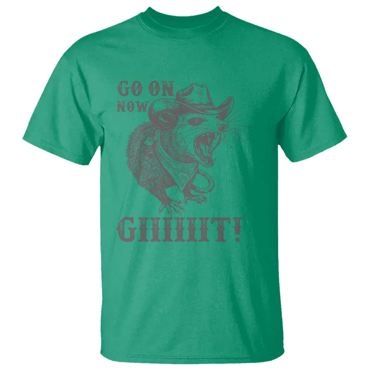 Funny Cowboy Opossum T Shirt Go On Now Git Western Country Opossum - Wonder Print Shop