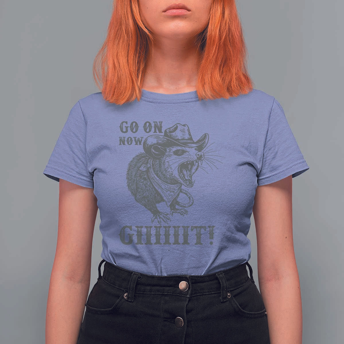 Funny Cowboy Opossum T Shirt For Women Go On Now Git Western Country Opossum - Wonder Print Shop