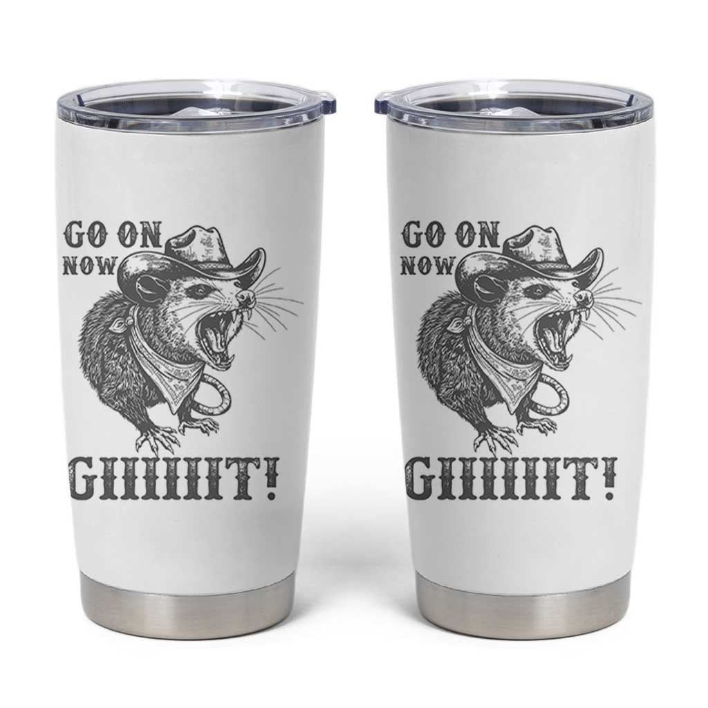 Funny Cowboy Opossum Tumbler Cup Go On Now Git Western Country Opossum - Wonder Print Shop