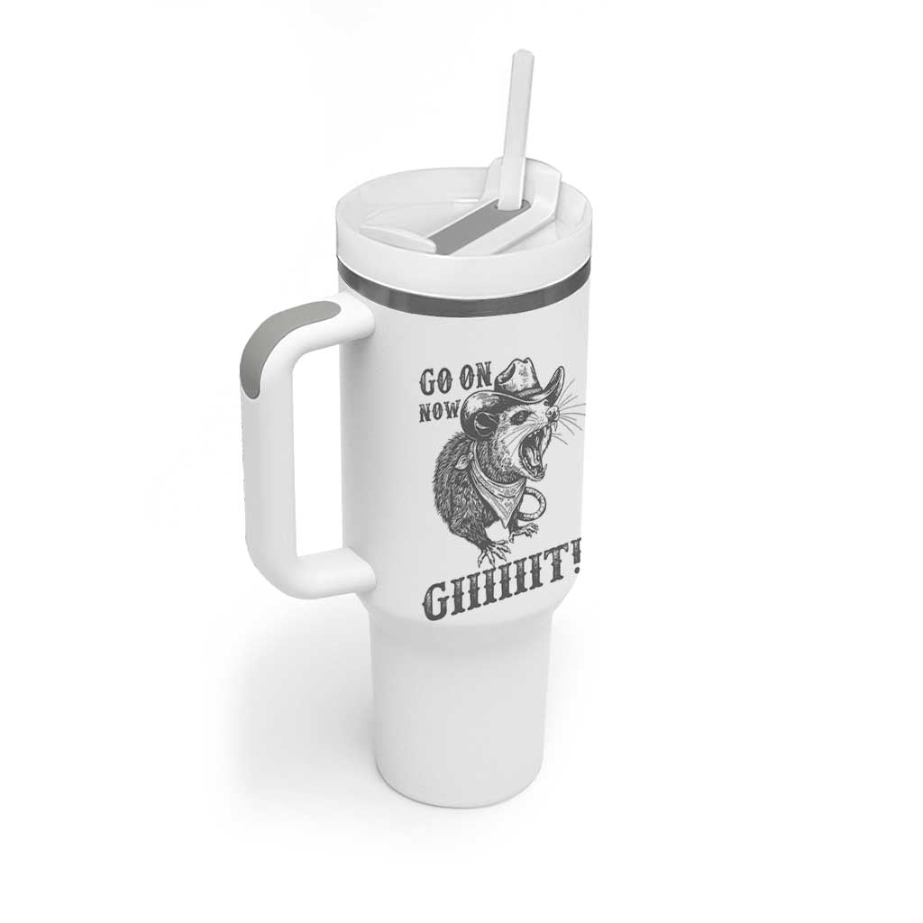 Funny Cowboy Opossum Tumbler With Handle Go On Now Git Western Country Opossum - Wonder Print Shop