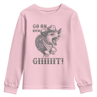 Funny Cowboy Opossum Youth Sweatshirt Go On Now Git Western Country Opossum - Wonder Print Shop