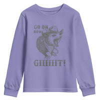 Funny Cowboy Opossum Youth Sweatshirt Go On Now Git Western Country Opossum - Wonder Print Shop