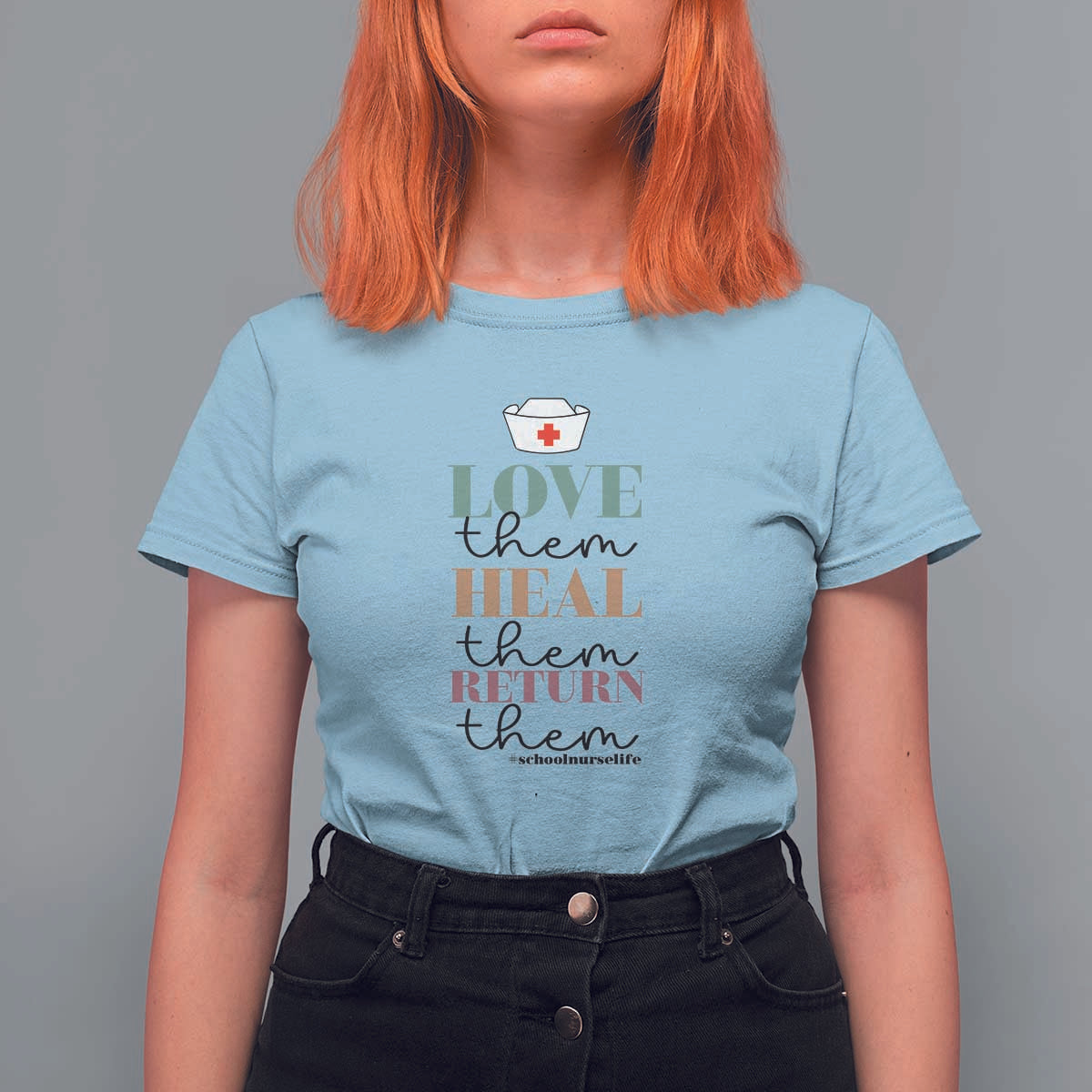 School Nurse T Shirt For Women Love Heal Return Them Nursing Cap - Wonder Print Shop
