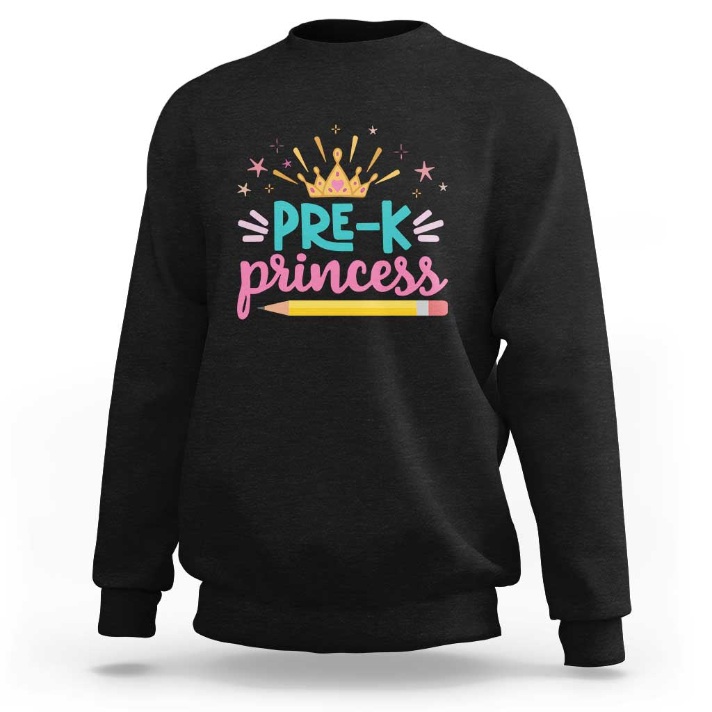 Back To School Sweatshirt Pre-K Princess Lovely Yellow Crown Pencil Cute Star - Wonder Print Shop