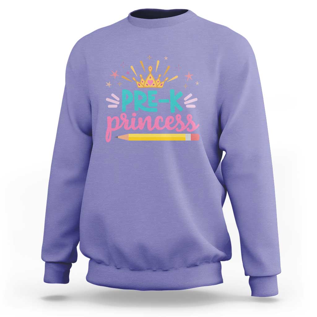 Back To School Sweatshirt Pre-K Princess Lovely Yellow Crown Pencil Cute Star - Wonder Print Shop