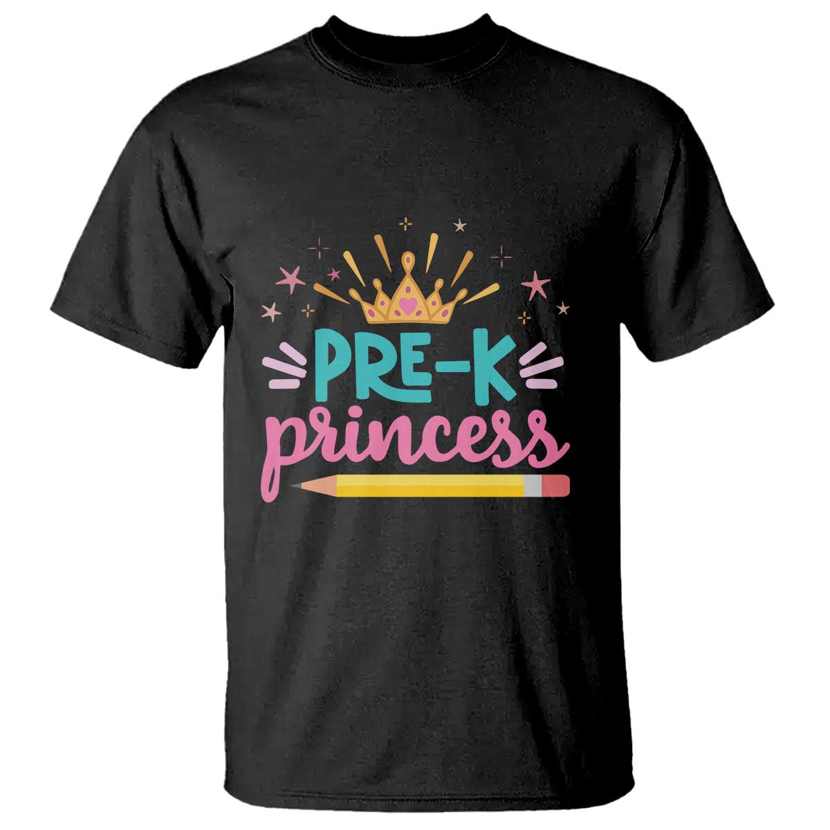 Back To School T Shirt Pre-K Princess Lovely Yellow Crown Pencil Cute Star - Wonder Print Shop