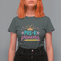 Back To School T Shirt For Women Pre-K Princess Lovely Yellow Crown Pencil Cute Star - Wonder Print Shop