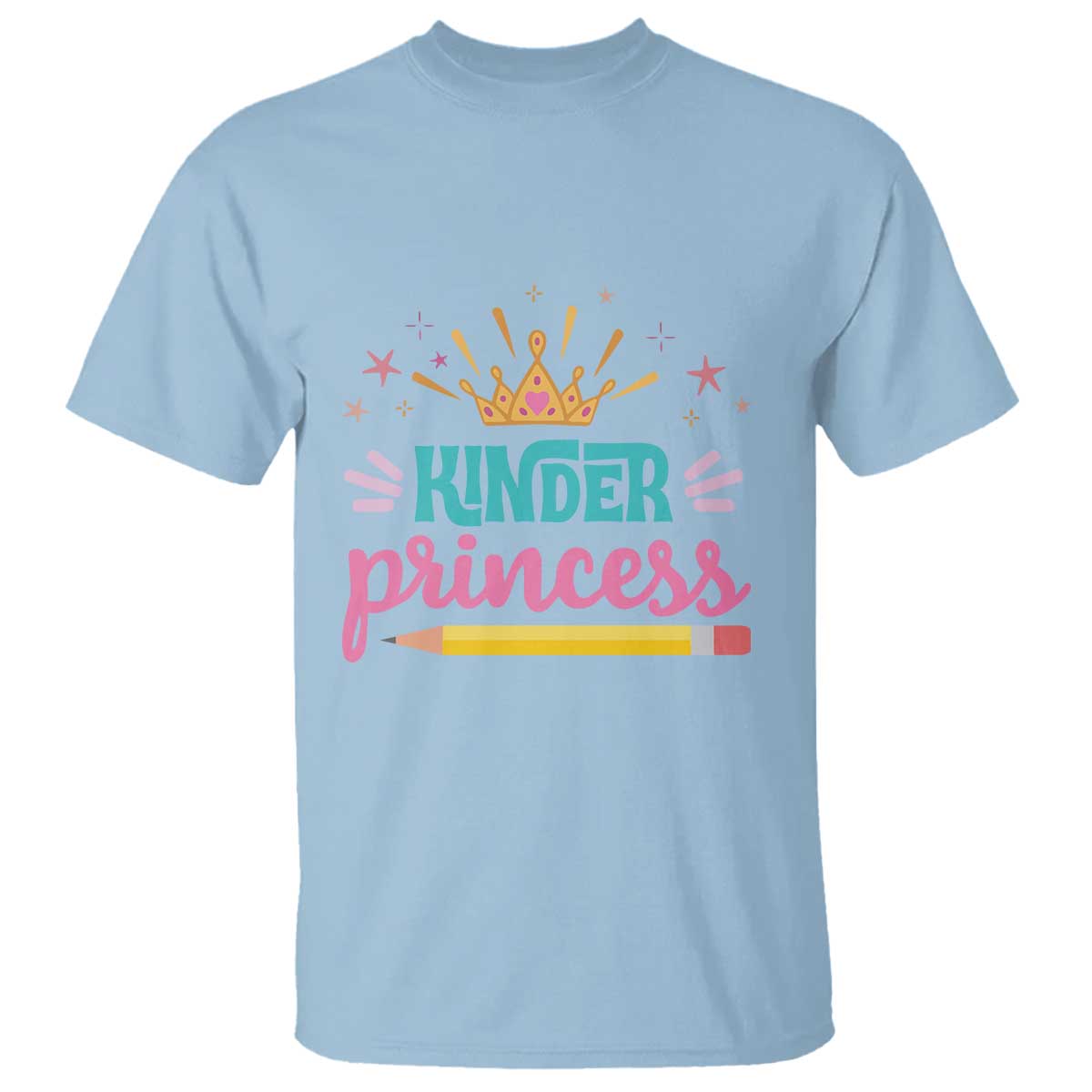 Back To School T Shirt Kinder Princess Lovely Yellow Crown Pencil Cute Star - Wonder Print Shop