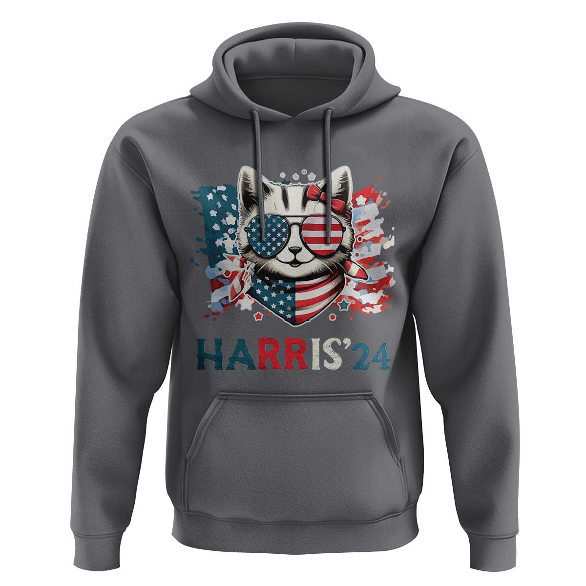 Harris'24 Hoodie Childless Cat Lady American Flag Sunglasses - Wonder Print Shop