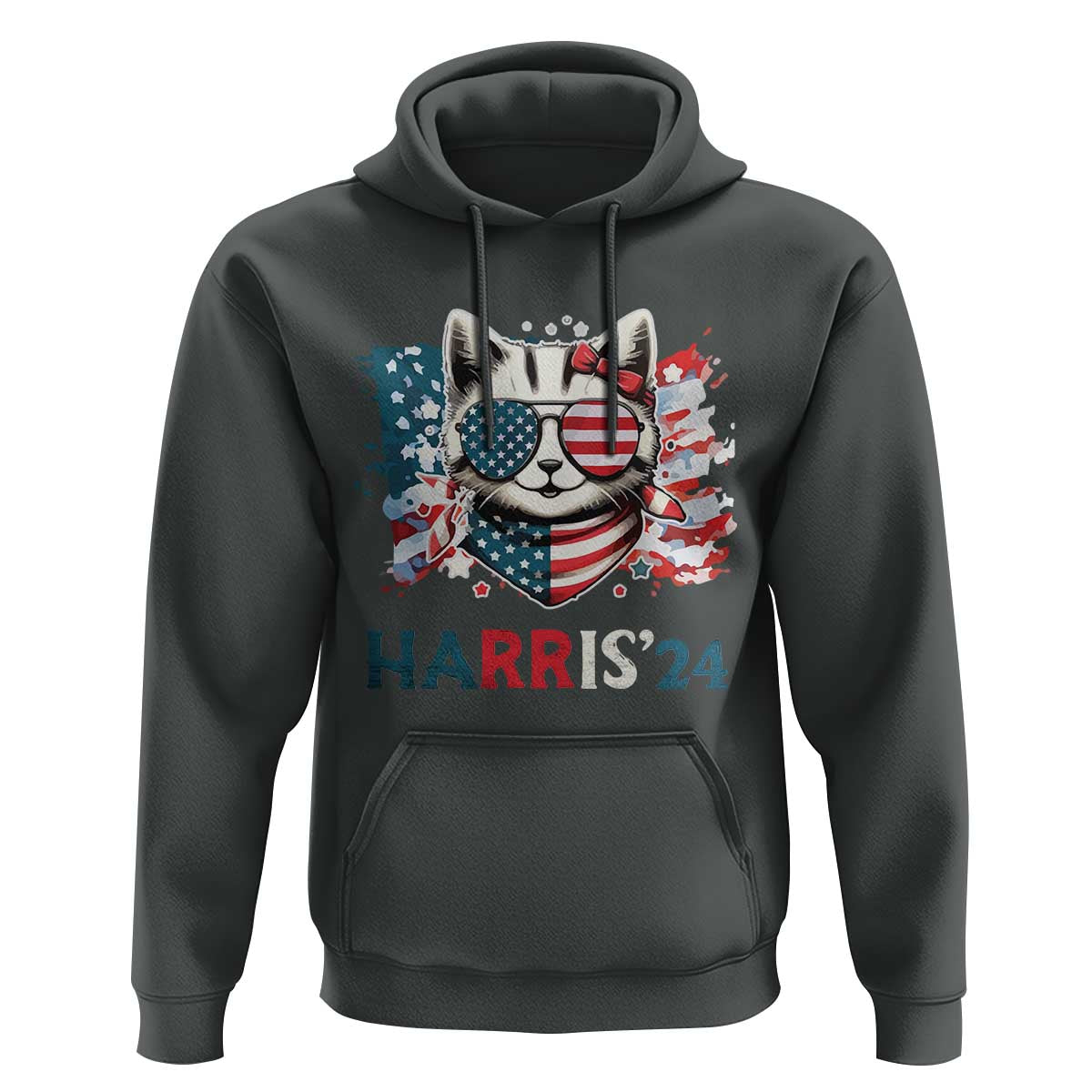 Harris'24 Hoodie Childless Cat Lady American Flag Sunglasses - Wonder Print Shop